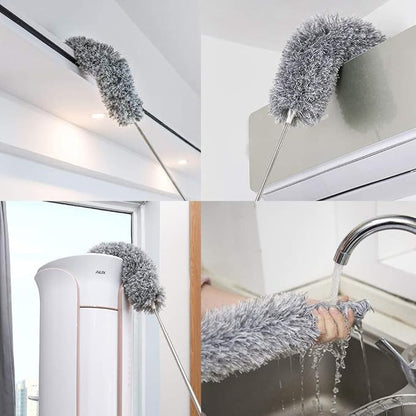 Upgraded Long Handle Microfiber Feather Ceiling Duster for Dust Cleaning Extendable Pole 30-100 Inch for Cleaning High Cobweb Stick High Ceiling Fan - Stainless Steel,Grey GenzVybs