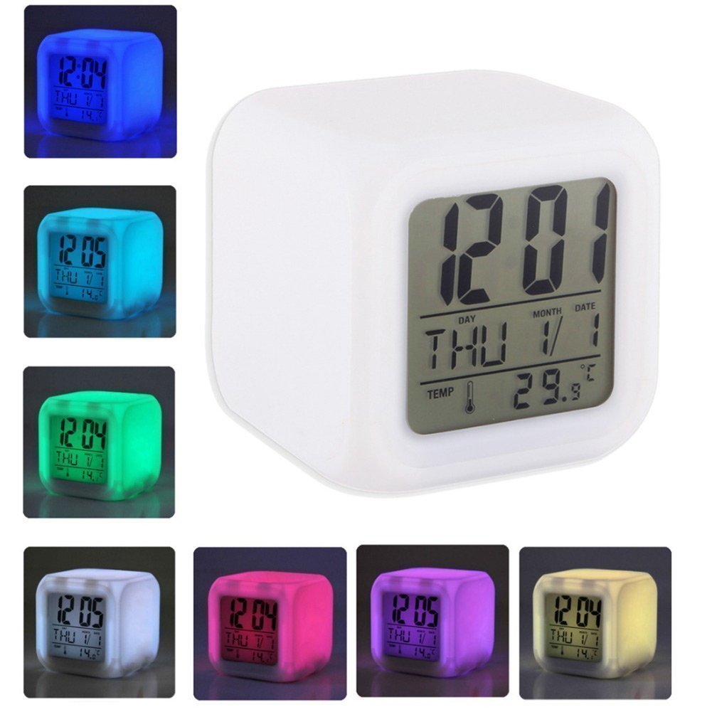 7 Colour Changing LED Digital Alarm Clock Table Watch Multicolour GenzVybs
