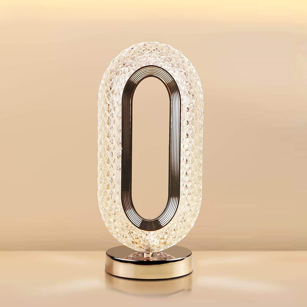 Oval Crystal Table Lamp Touch Control LED Light with 3 Levels Brightness Rechargeable Lamp Room Decor Night Light for Bedroom, Living, Home Office, Desk Decorations, Gift GenzVybs