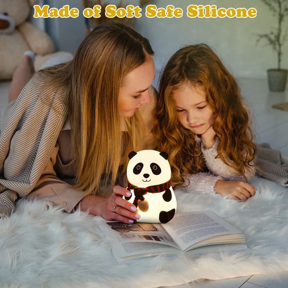 Silicone Panda Touch LED Night Light for Kids, Teen Girls Boys - Cute Aesthetic Baby Room Decor, Girlfriend Gifts With 7 Multicolor Options GenzVybs