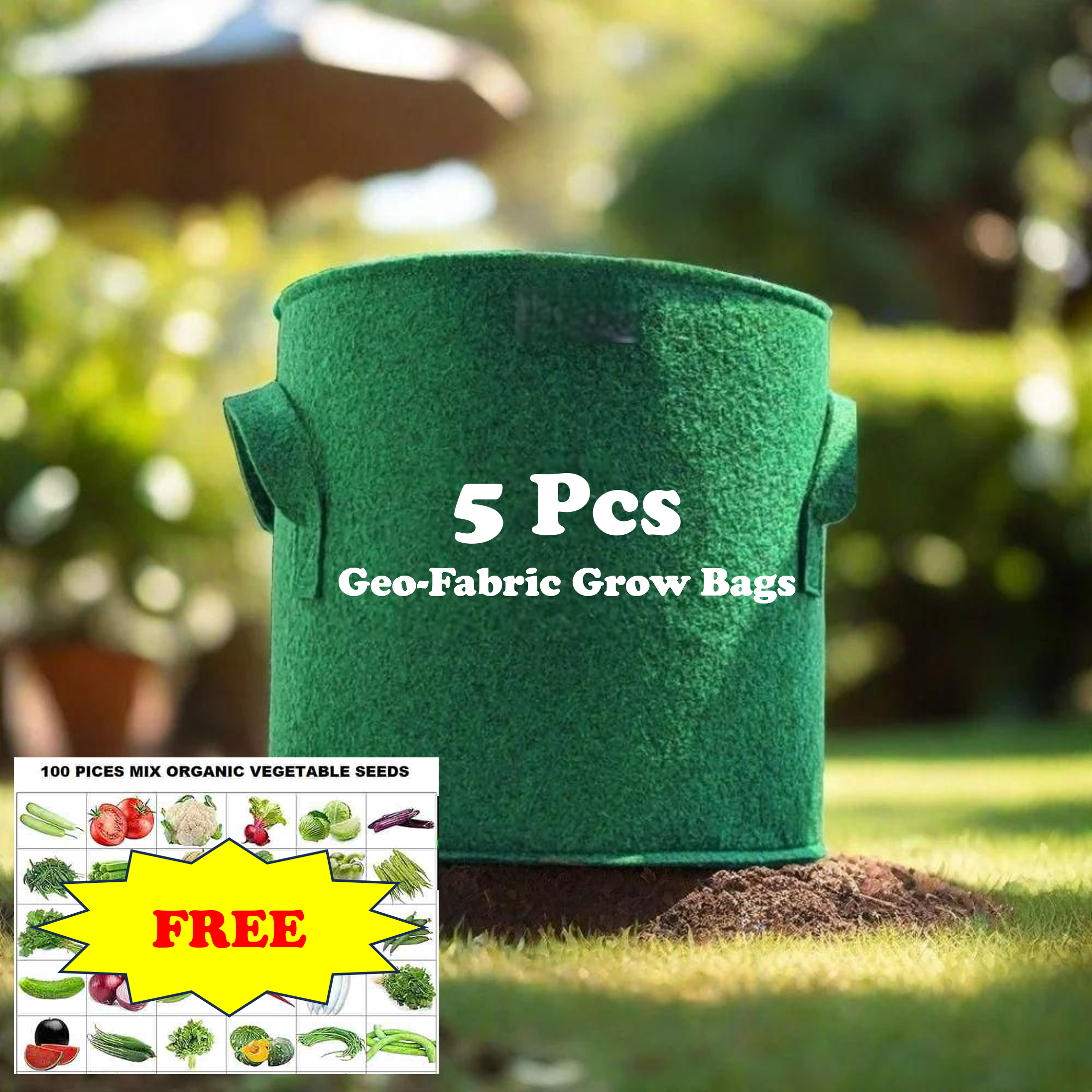 Geo-Grow™ -Geofabric Grow Bags for Planting - 5pcs Combo |🔥Free 100 Vegetable Seeds Mix Variety🔥